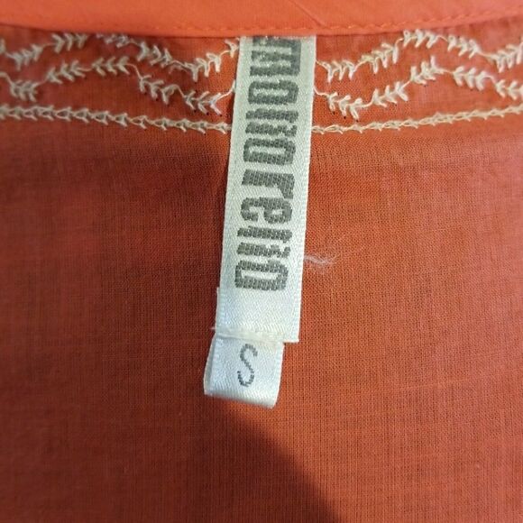Monoreno coral with white embroidered blouse size small long sleeve & tie - Picture 7 of 7